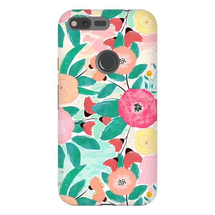 Pixel XL StrongFit Modern brush paint abstract floral paint by InovArts