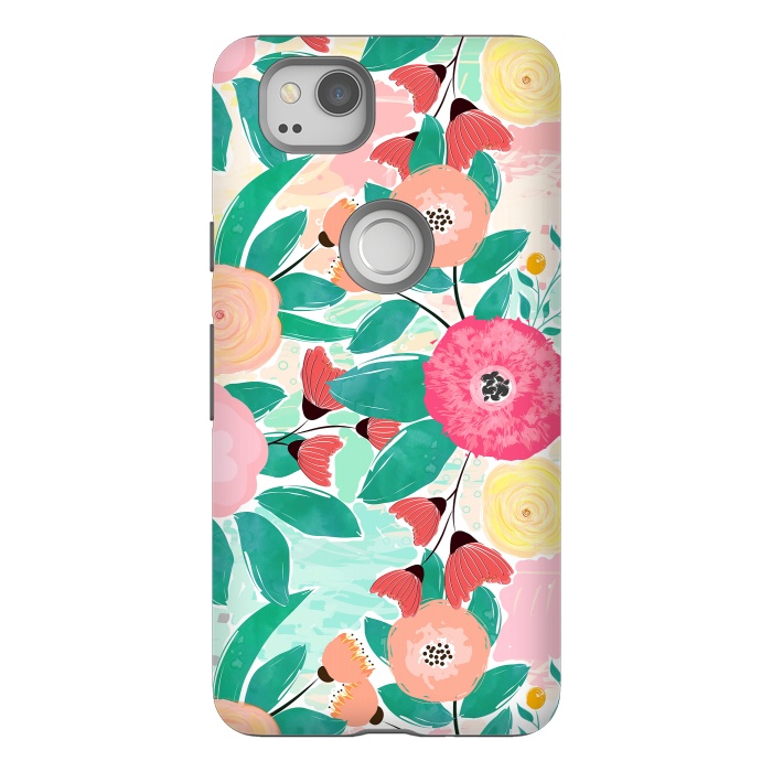 Pixel 2 StrongFit Modern brush paint abstract floral paint by InovArts