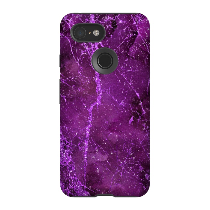 Pixel 3 StrongFit Magic Marble Purple Pink Glamour 2 by Andrea Haase