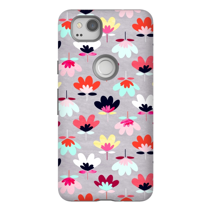 Pixel 2 StrongFit Textured Fan Flowers - Candy Colors  by Tigatiga