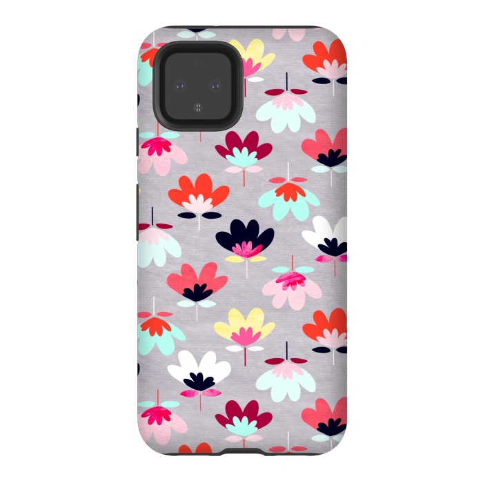 Pixel 4 StrongFit Textured Fan Flowers - Candy Colors  by Tigatiga