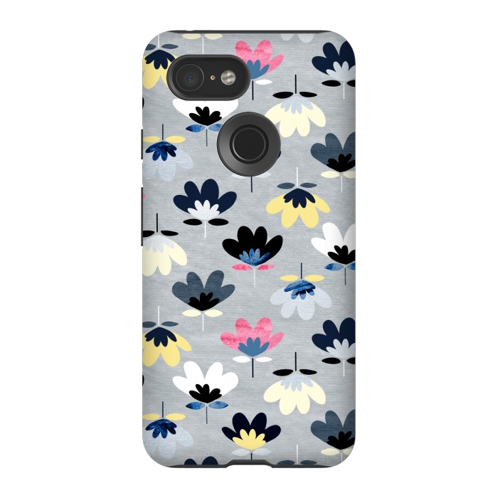 Pixel 3 StrongFit Fan Flowers - Cool Colors  by Tigatiga