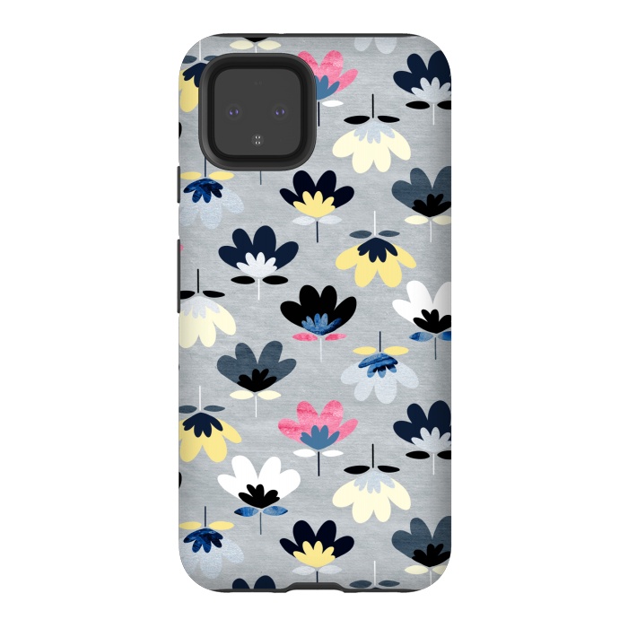 Pixel 4 StrongFit Fan Flowers - Cool Colors  by Tigatiga
