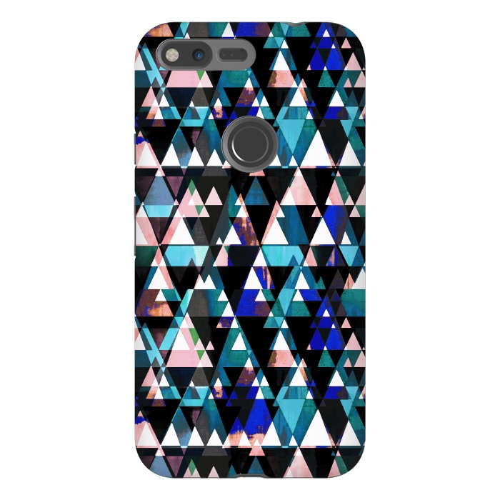 Pixel XL StrongFit Turquoise pink triangles graphic pattern by Oana 
