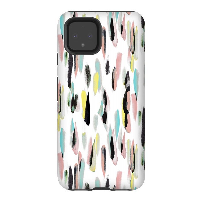 Pixel 4 StrongFit Colorful brushed watercolor playful pattern by Oana 