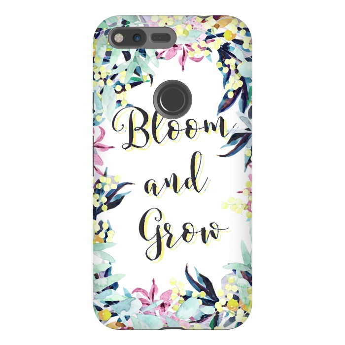 Pixel XL StrongFit Colorful pastel floral Bloom and Grow typography by Oana 