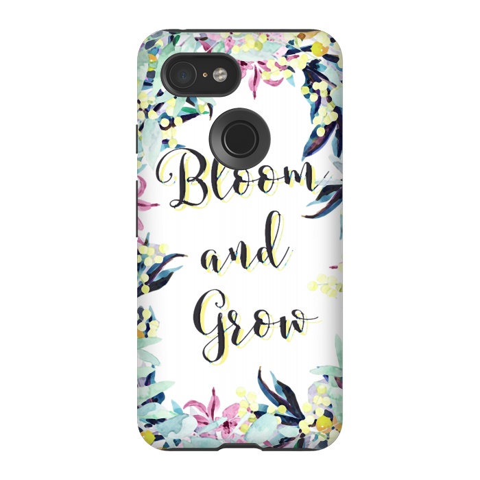 Pixel 3 StrongFit Colorful pastel floral Bloom and Grow typography by Oana 