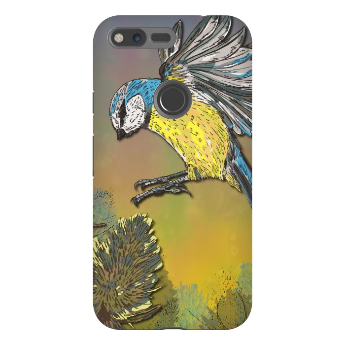 Pixel XL StrongFit Blue Tit and Teasels by Lotti Brown