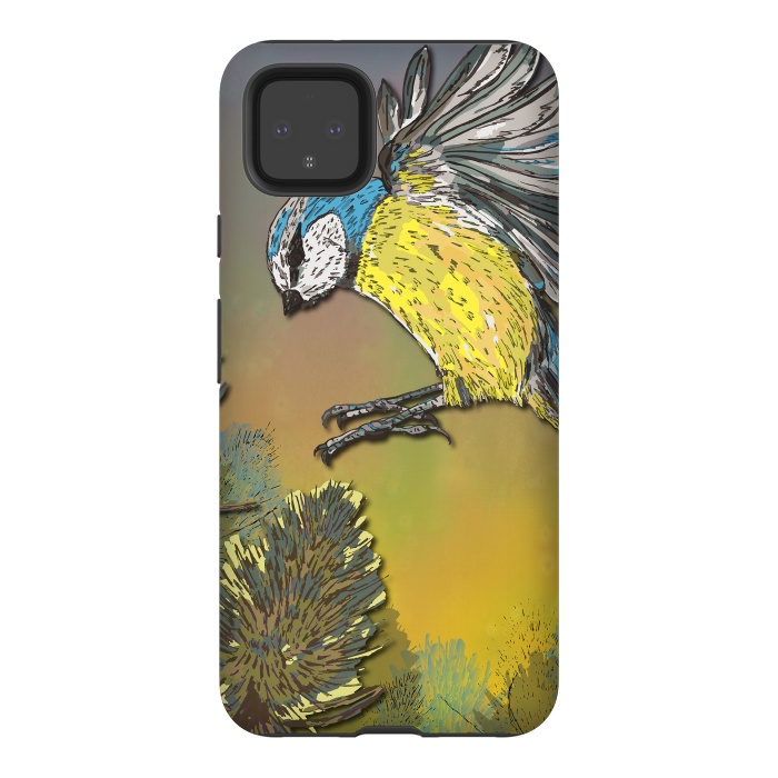 Pixel 4XL StrongFit Blue Tit and Teasels by Lotti Brown