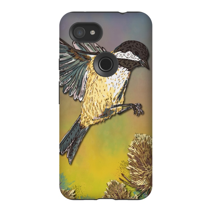 Pixel 3AXL StrongFit Coal Tit and Teasels by Lotti Brown