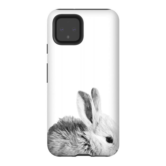 Pixel 4 StrongFit Black and White Bunny by Alemi