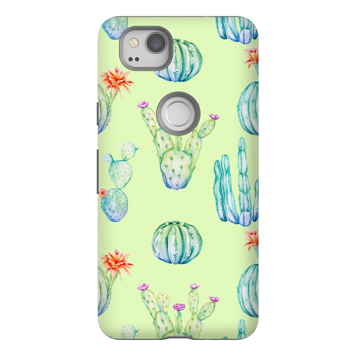 Pixel 2 StrongFit Cactus Pattern Green Background 3 by Alemi