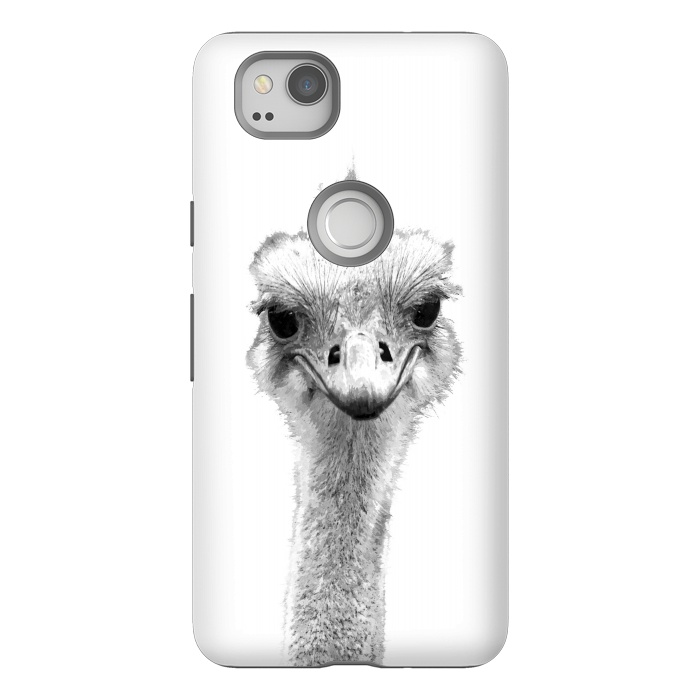 Pixel 2 StrongFit Black and White Ostrich by Alemi