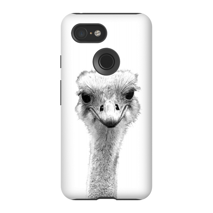 Pixel 3 StrongFit Black and White Ostrich by Alemi