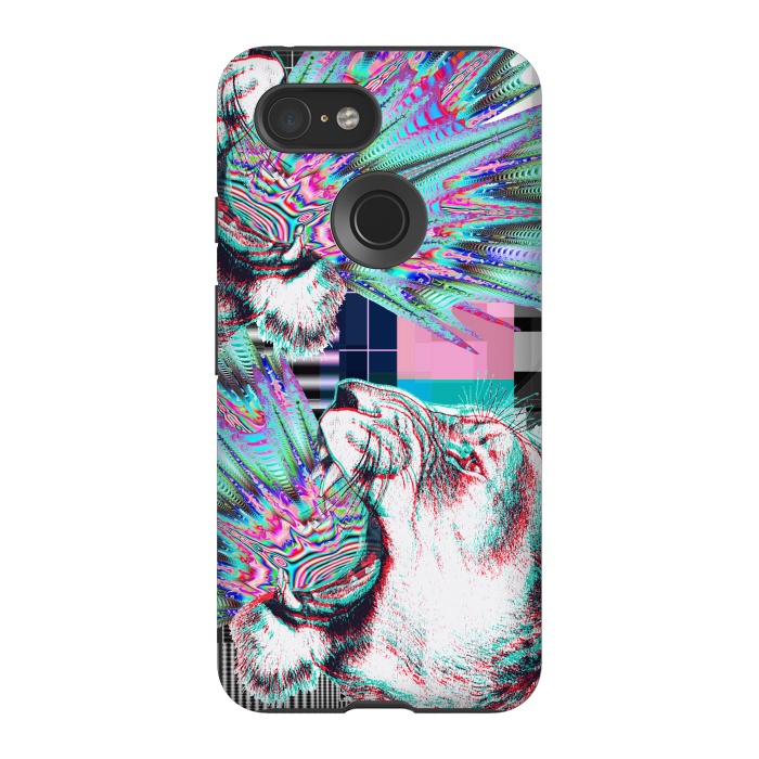 Pixel 3 StrongFit Psychedelic tiger glitch by Oana 