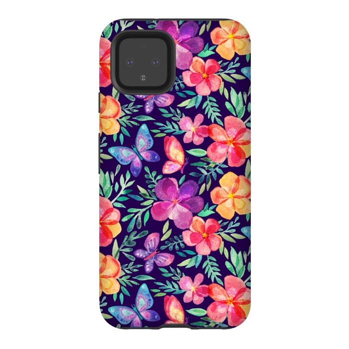 Pixel 4 StrongFit Summer Blooms & Butterflies by Micklyn Le Feuvre