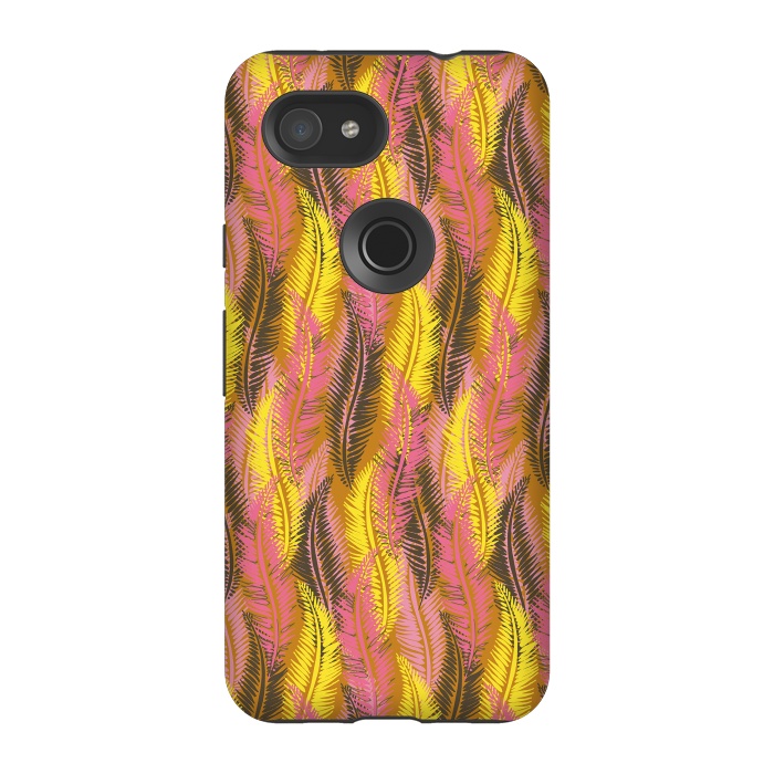 Pixel 3A StrongFit Feather Stripe in Pink and Yellow by Lotti Brown