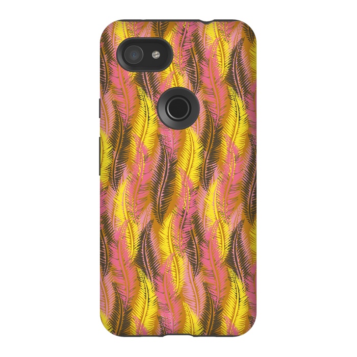 Pixel 3AXL StrongFit Feather Stripe in Pink and Yellow by Lotti Brown