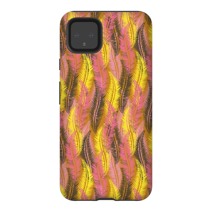 Pixel 4XL StrongFit Feather Stripe in Pink and Yellow by Lotti Brown