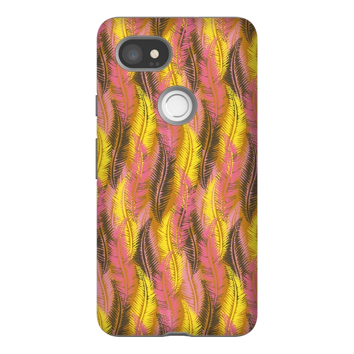 Pixel 2XL StrongFit Feather Stripe in Pink and Yellow by Lotti Brown