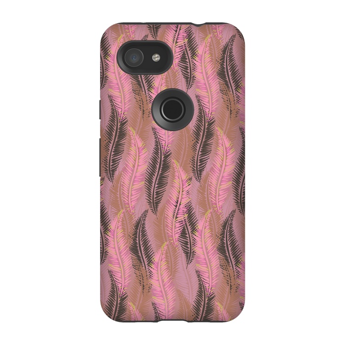 Pixel 3A StrongFit Feather Stripe in Coral and Soft Pink by Lotti Brown