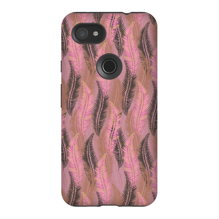 Pixel 3AXL StrongFit Feather Stripe in Coral and Soft Pink by Lotti Brown