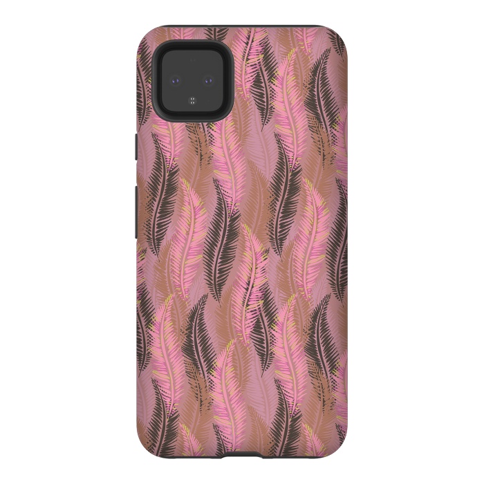 Pixel 4XL StrongFit Feather Stripe in Coral and Soft Pink by Lotti Brown