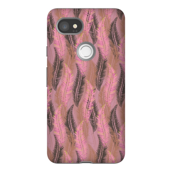 Pixel 2XL StrongFit Feather Stripe in Coral and Soft Pink by Lotti Brown