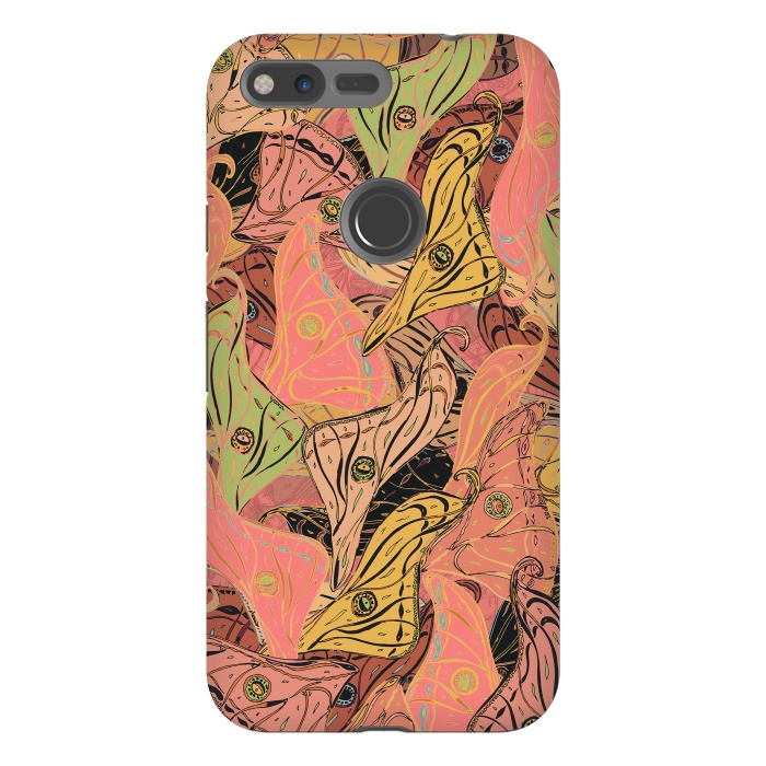 Pixel XL StrongFit Boho Butterfly Wings in Coral and Yellow by Lotti Brown