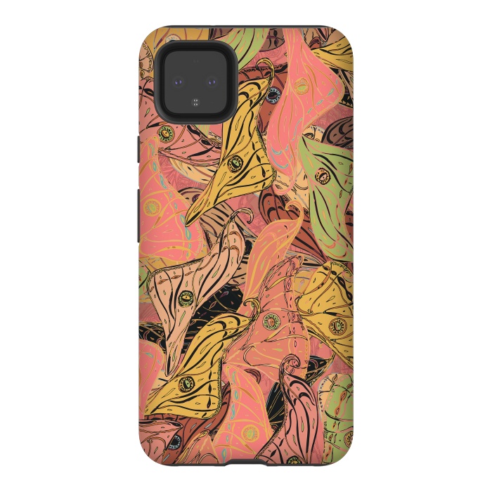 Pixel 4XL StrongFit Boho Butterfly Wings in Coral and Yellow by Lotti Brown