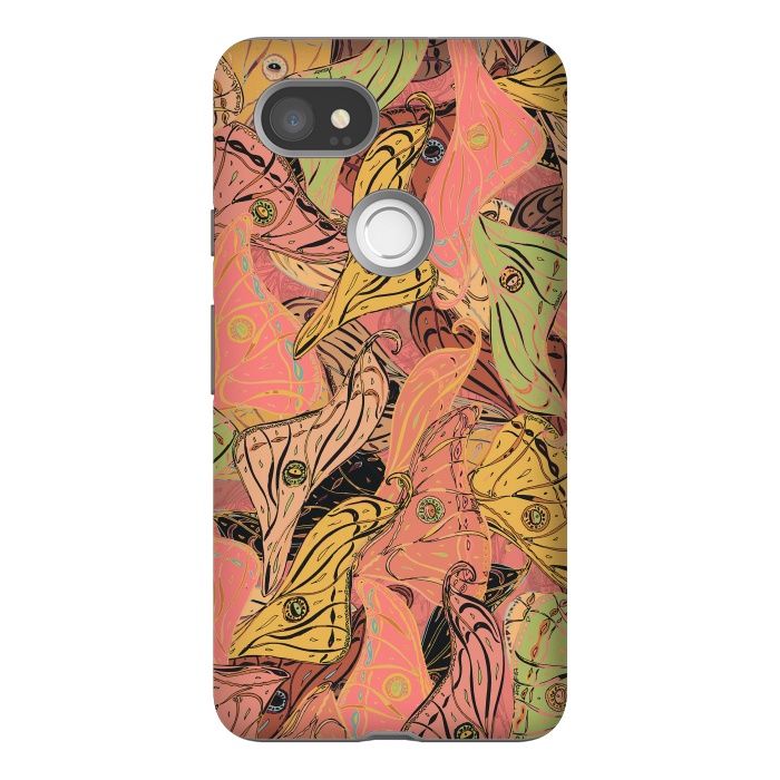 Pixel 2XL StrongFit Boho Butterfly Wings in Coral and Yellow by Lotti Brown