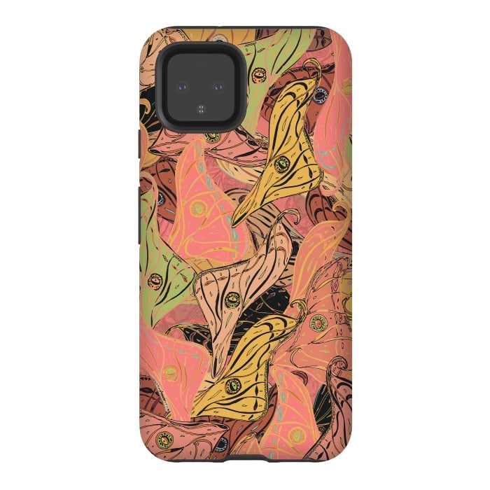 Pixel 4 StrongFit Boho Butterfly Wings in Coral and Yellow by Lotti Brown