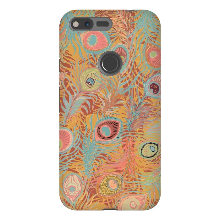 Pixel XL StrongFit Peacock Feathers - Soft Coral by Lotti Brown
