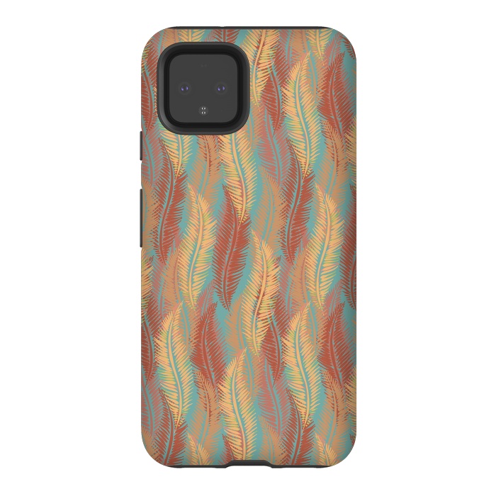 Pixel 4 StrongFit Feather Stripe - Coral & Turquoise by Lotti Brown