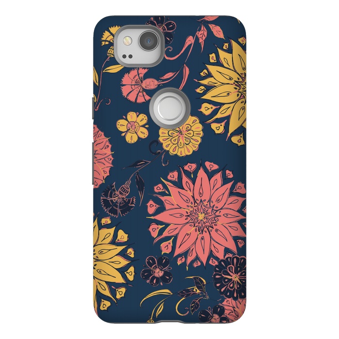 Pixel 2 StrongFit Multi-Florals - Blue, Pink & Yellow by Lotti Brown