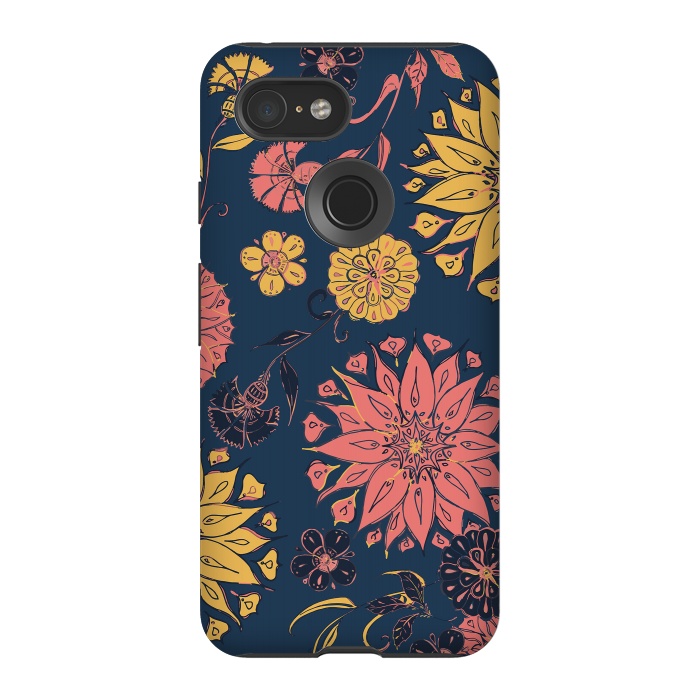 Pixel 3 StrongFit Multi-Florals - Blue, Pink & Yellow by Lotti Brown