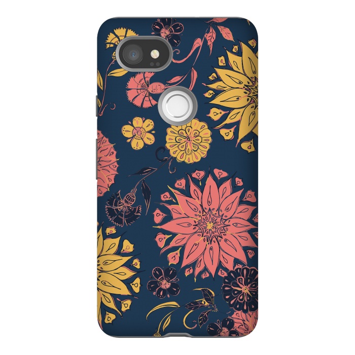Pixel 2XL StrongFit Multi-Florals - Blue, Pink & Yellow by Lotti Brown