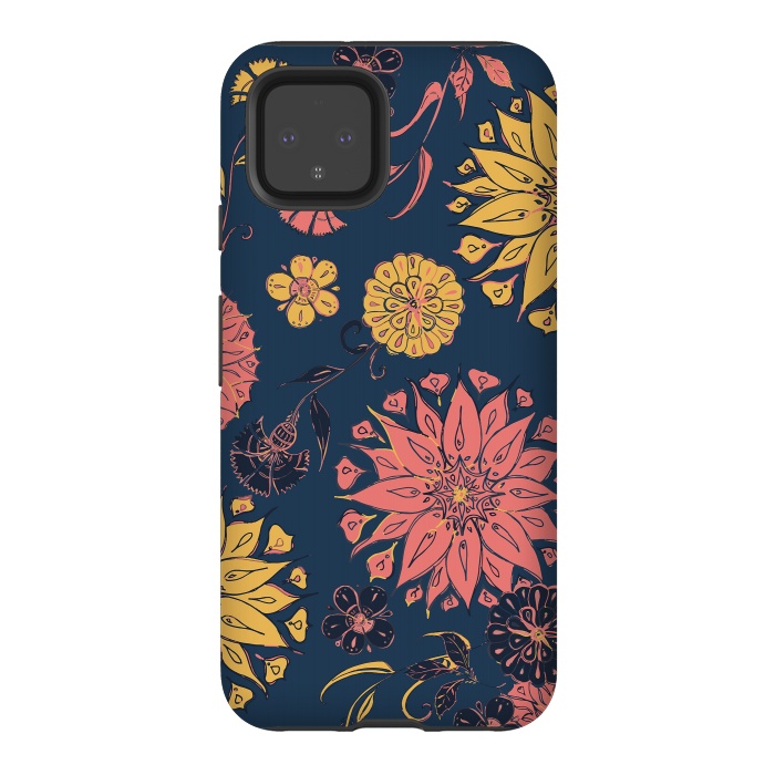 Pixel 4 StrongFit Multi-Florals - Blue, Pink & Yellow by Lotti Brown