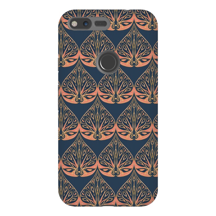 Pixel XL StrongFit Art Deco - Blue & Coral by Lotti Brown