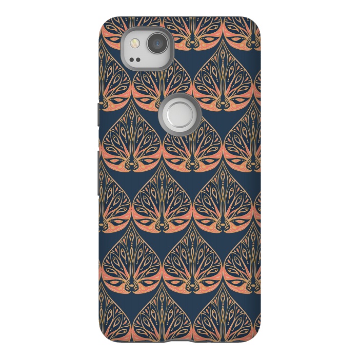 Pixel 2 StrongFit Art Deco - Blue & Coral by Lotti Brown