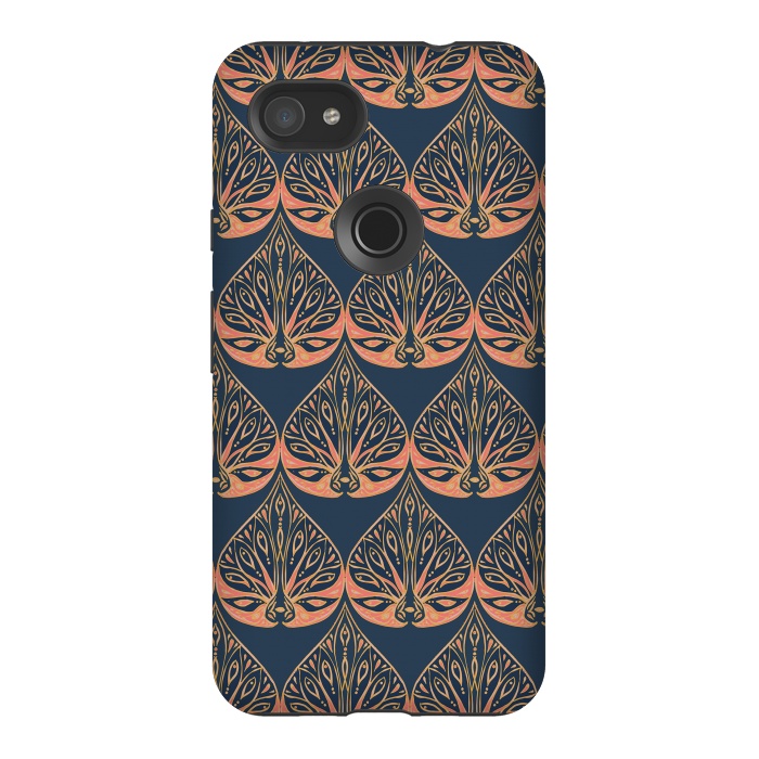 Pixel 3AXL StrongFit Art Deco - Blue & Coral by Lotti Brown