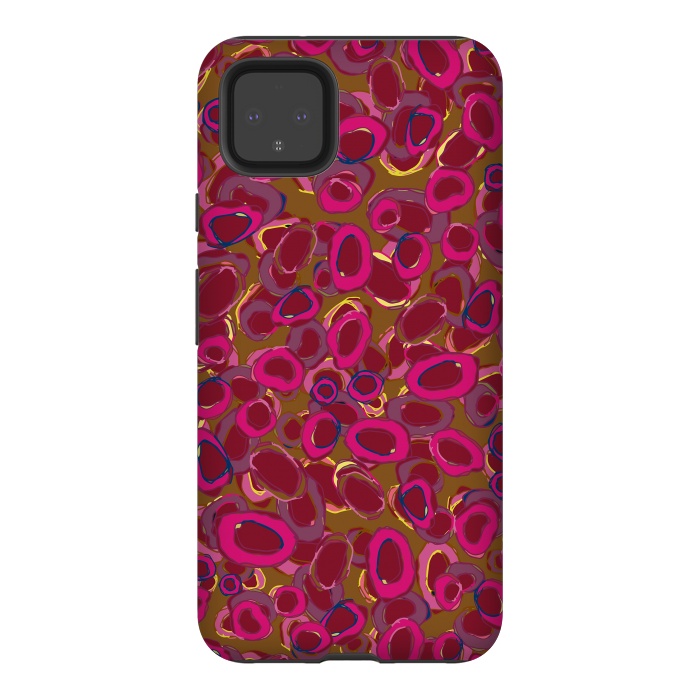 Pixel 4XL StrongFit Bold Circles - Red & Pink by Lotti Brown