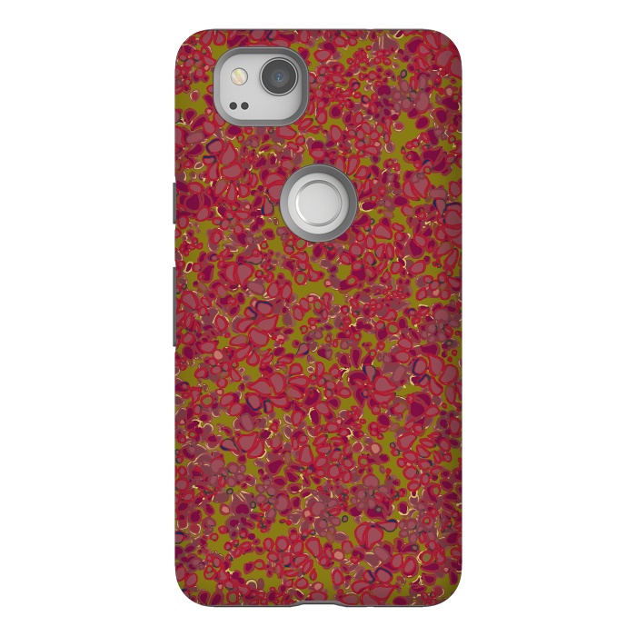 Pixel 2 StrongFit Tiny Circles - Red & Green by Lotti Brown