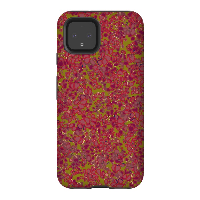 Pixel 4 StrongFit Tiny Circles - Red & Green by Lotti Brown