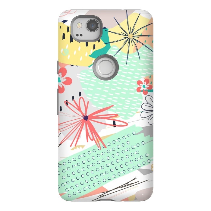 Pixel 2 StrongFit Modern creative abstract floral paint by InovArts