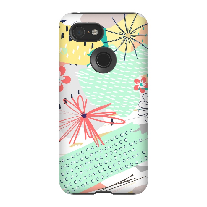 Pixel 3 StrongFit Modern creative abstract floral paint by InovArts