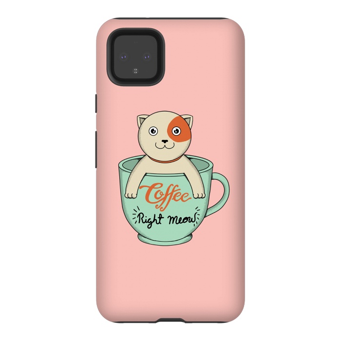 Pixel 4XL StrongFit Coffee right meow pink by Coffee Man