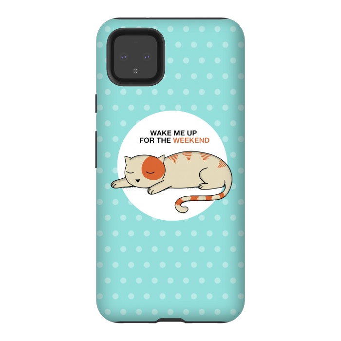 Pixel 4XL StrongFit Cat wake me up by Coffee Man