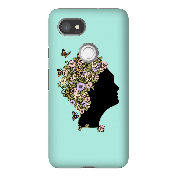 Pixel 2XL StrongFit Floral lady by Coffee Man