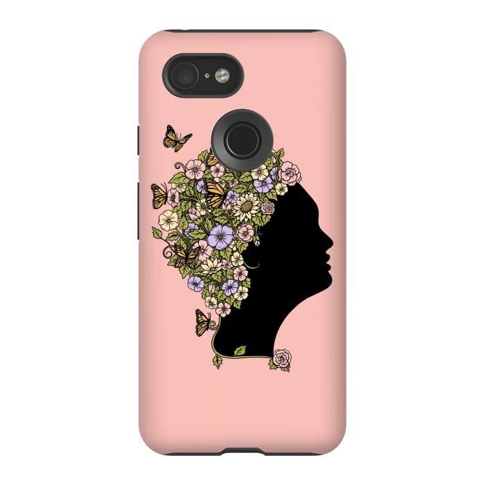 Pixel 3 StrongFit Floral Lady Pink by Coffee Man